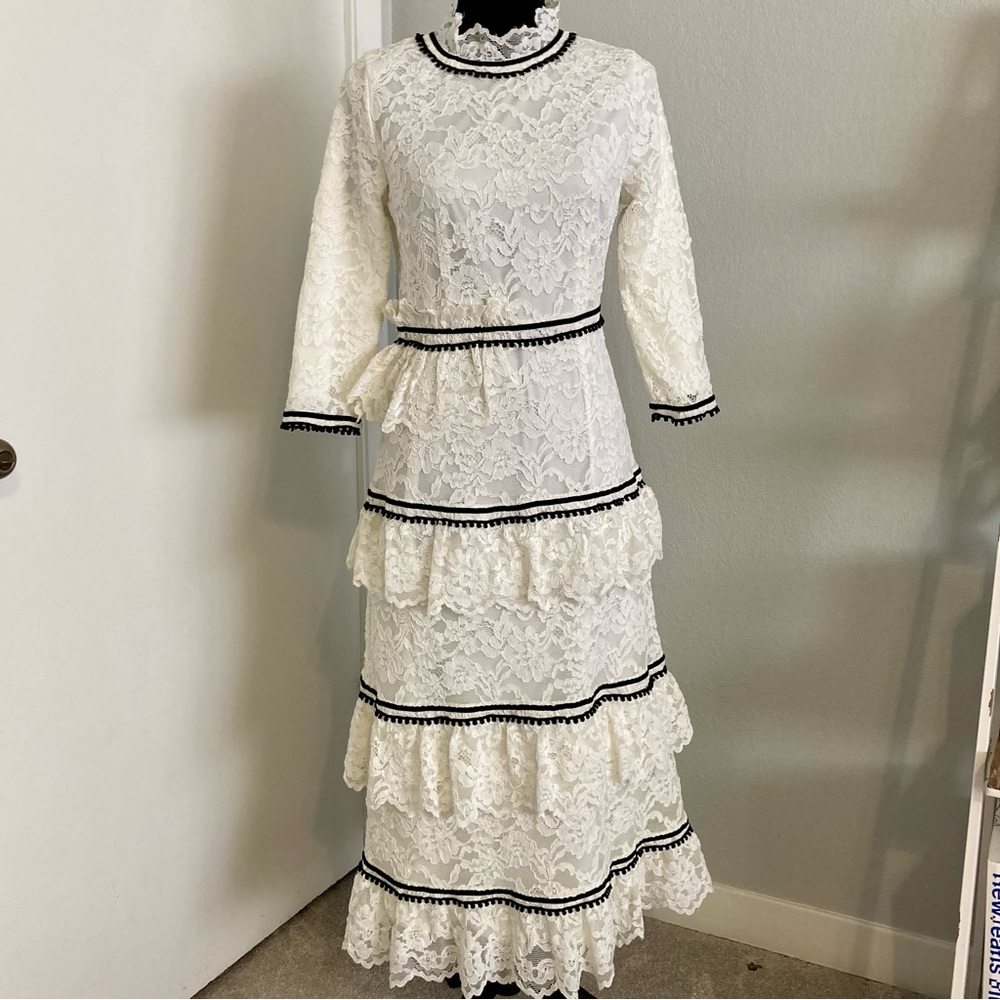 White and black modest Dainty Jewells maxi dress